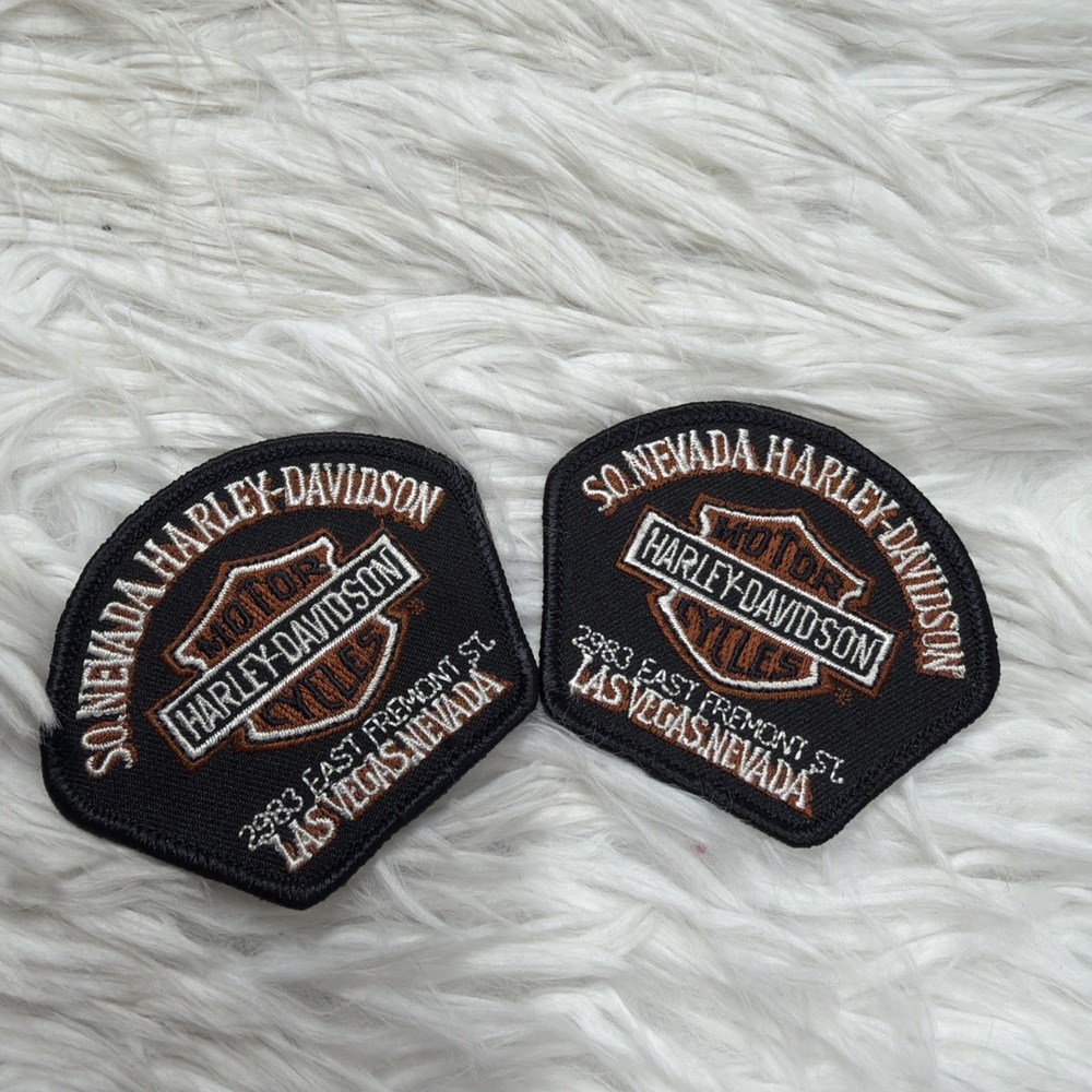 Vintage Harley Davidson Patches Lot Set Of 2‎ Fremont St Las Vegas Nevada Black